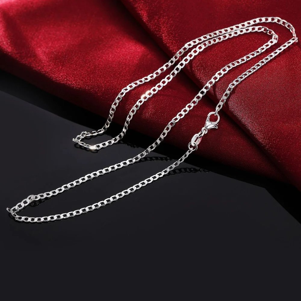 Awesome 24 Inch Cuban Flat- Link Chain, 2mm Wide Stamped as .925 Sterling Silver - Picture 5 of 5